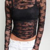 Black Lace Overlay Top