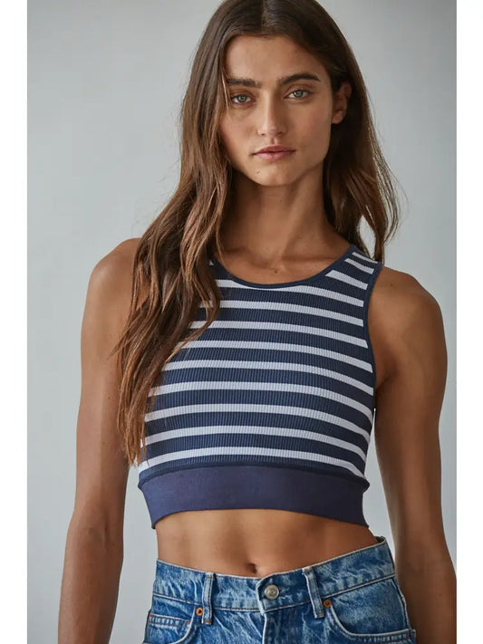 Seamless Ribbed Striped Racerback Brami