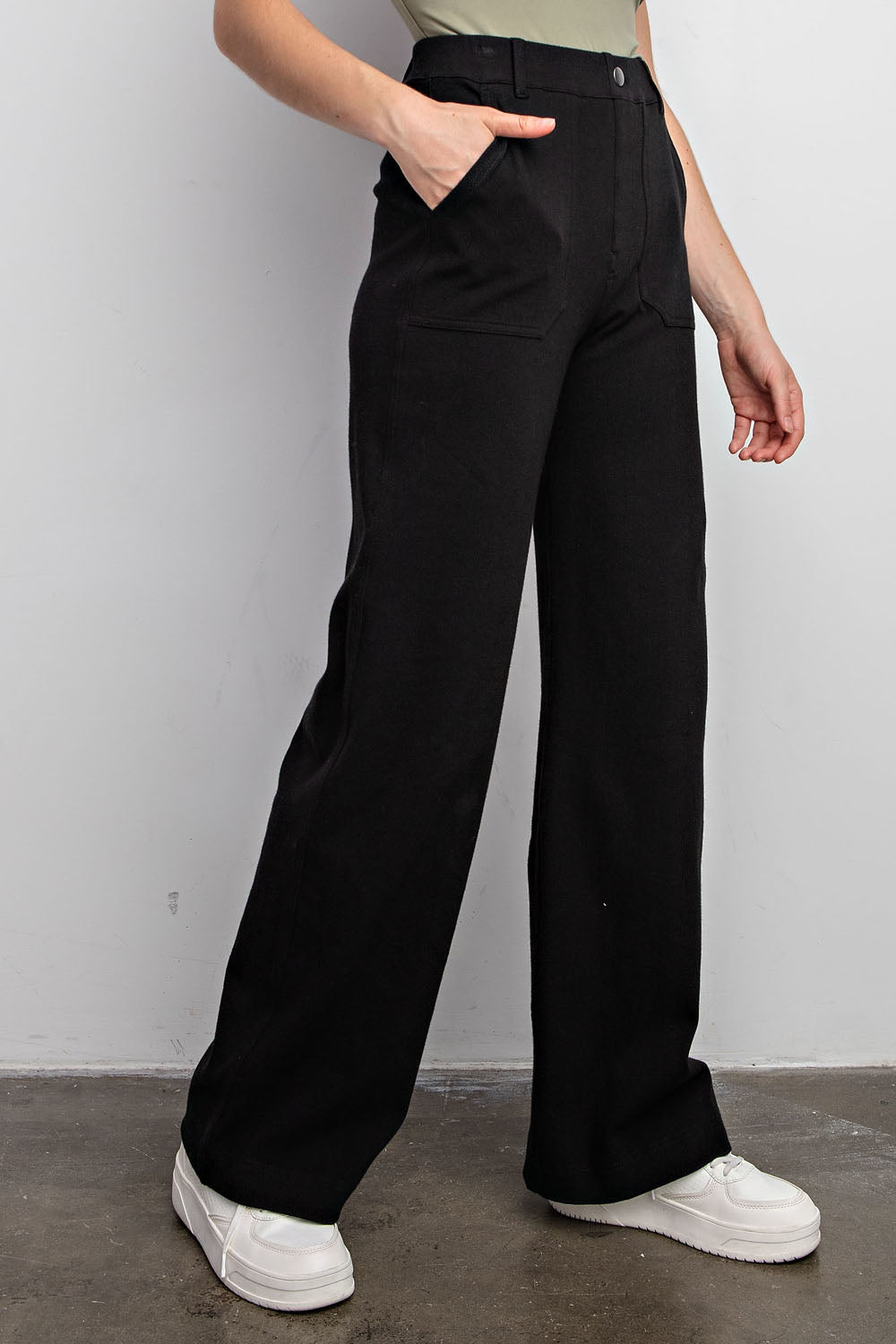 Cotton Stretch Wide Leg Pants