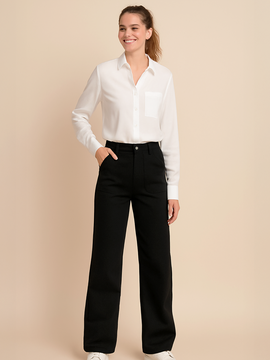 Cotton Stretch Wide Leg Pants