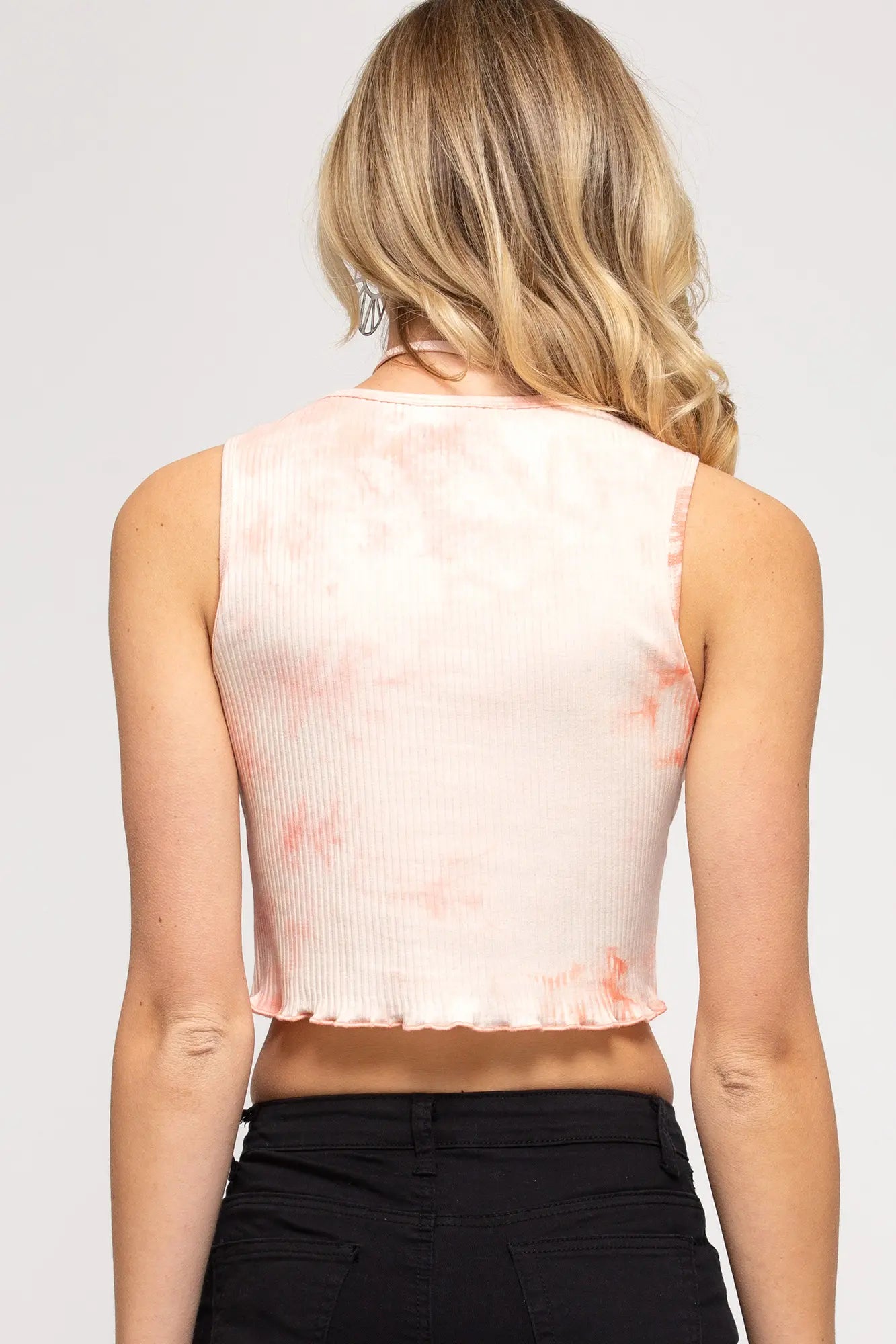 Peach tie dye top