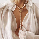 Lariat style pearl necklace