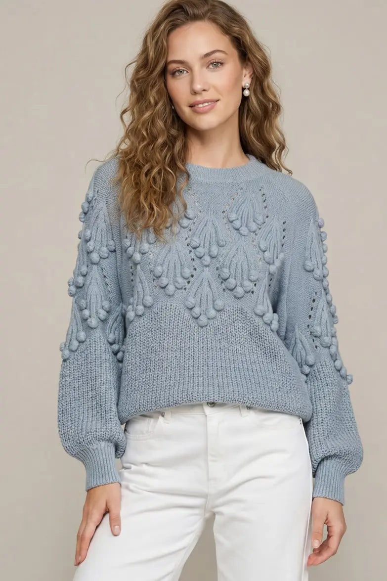 Powder Blue Pom Sweater