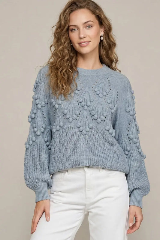 Powder Blue Pom Sweater