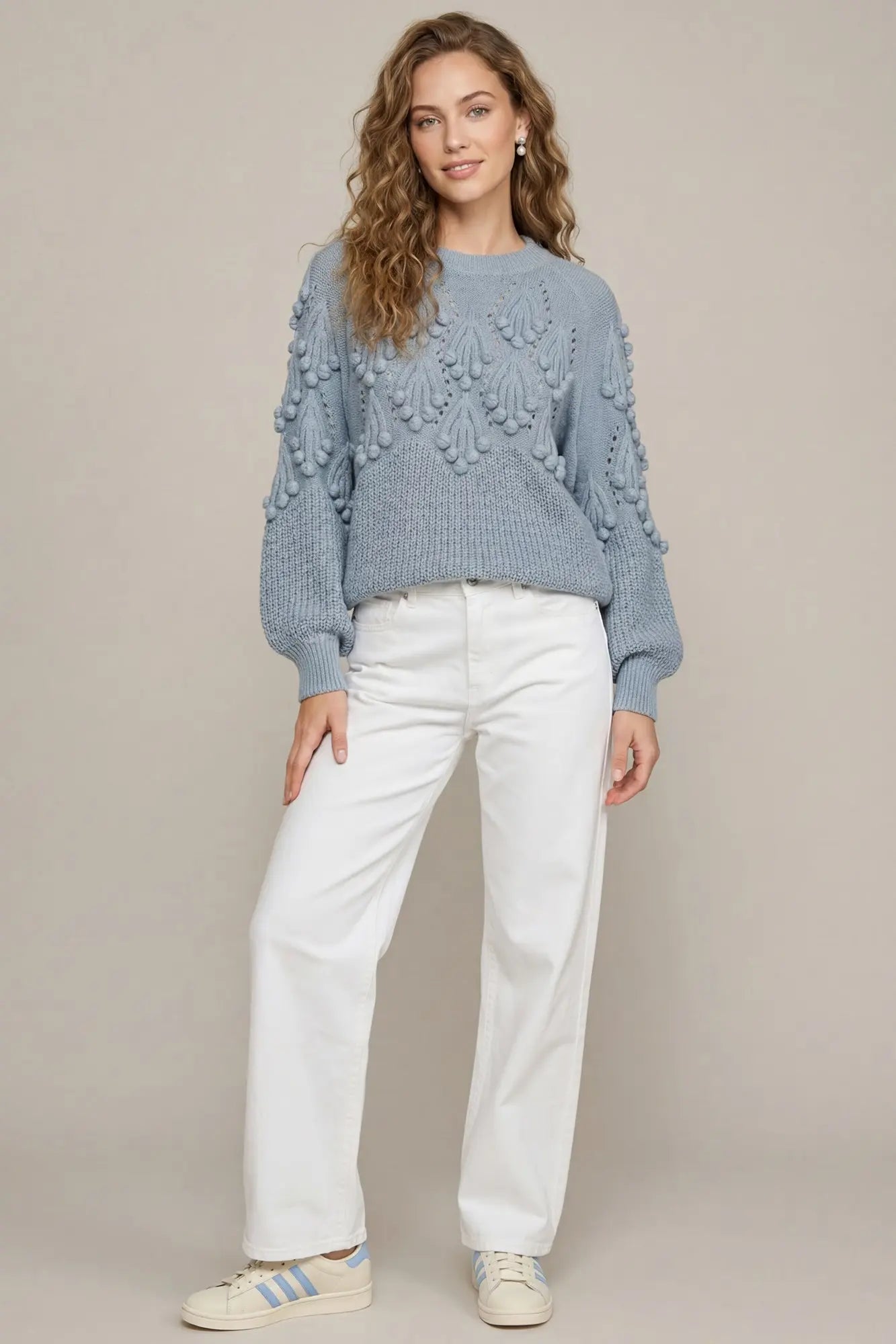Powder Blue Pom Sweater