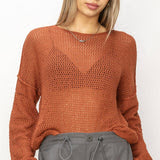 Rust Open Weave Sweater