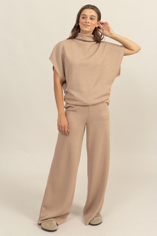 Cozy Chic Beige Top and Pants Set