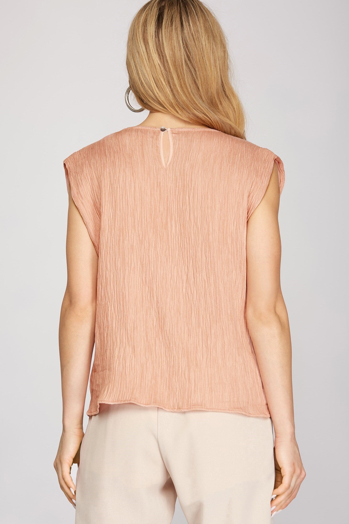 Sleeveless Textured Blush Top