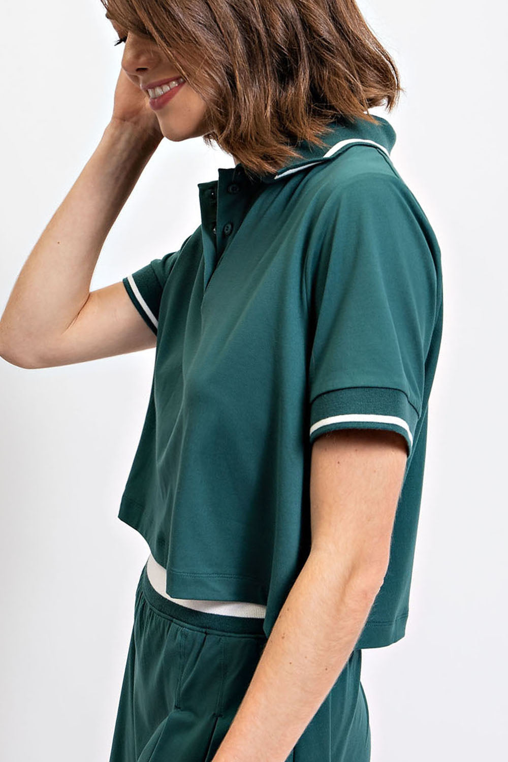 Butter Soft Tennis Polo Crop Shirt