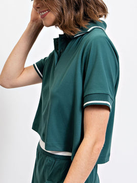 Butter Soft Tennis Polo Crop Shirt