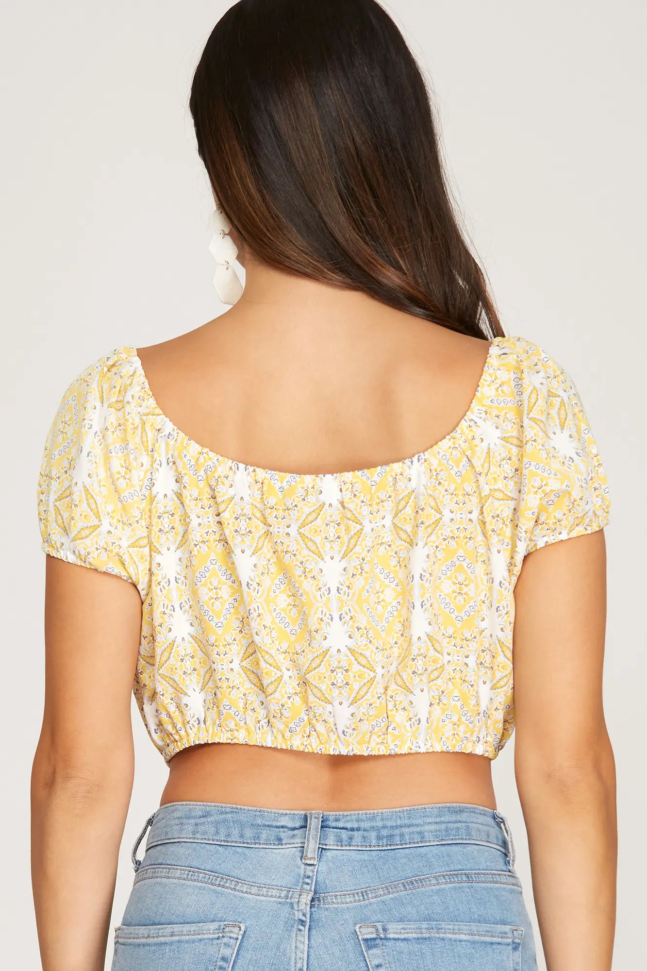 Yellow Puff Sleeve Crop